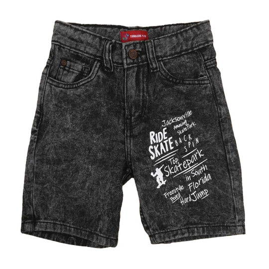 Ride Skate Denim Short For Boys - Black