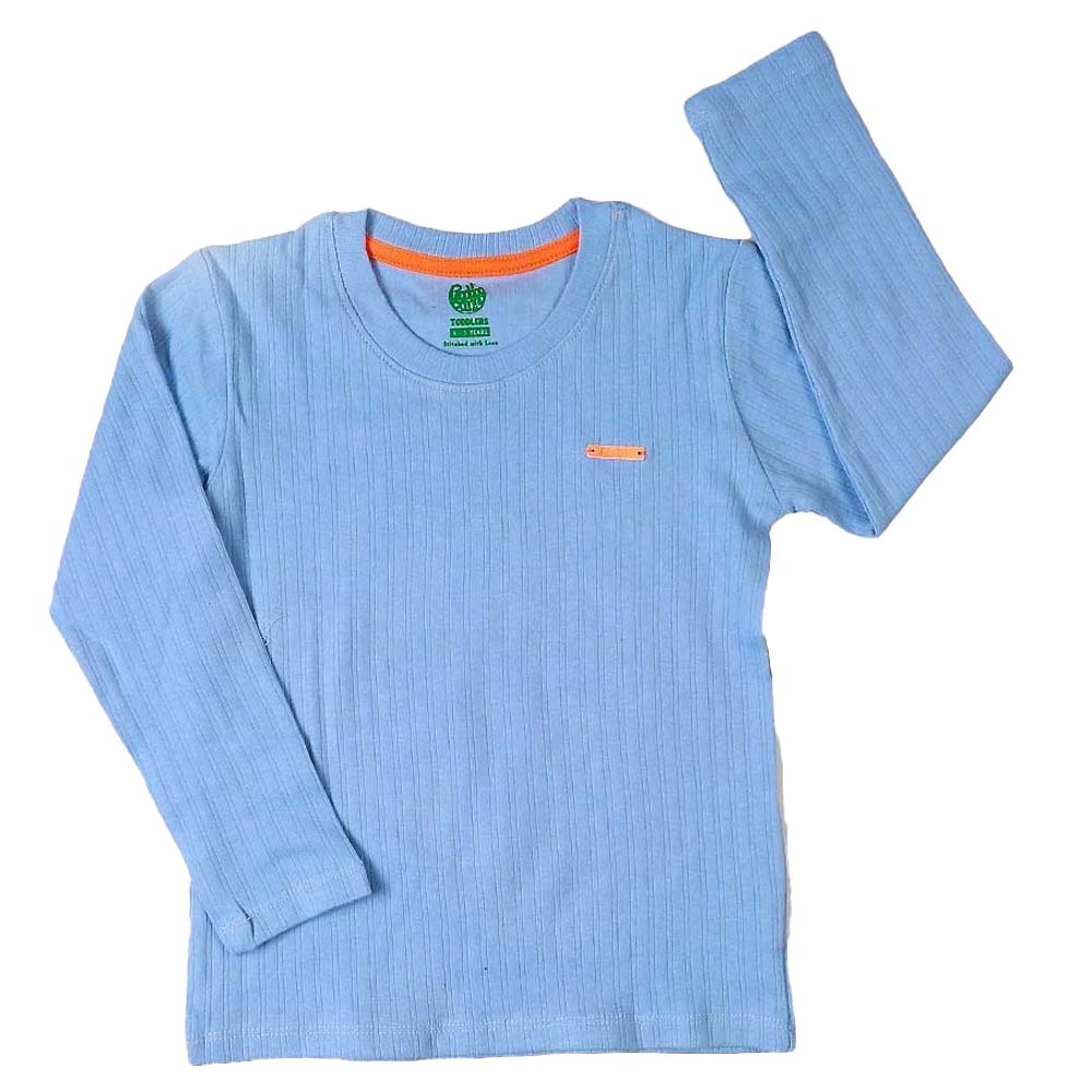 Kids Full Sleeves T-Shirt Rib - Light Blue