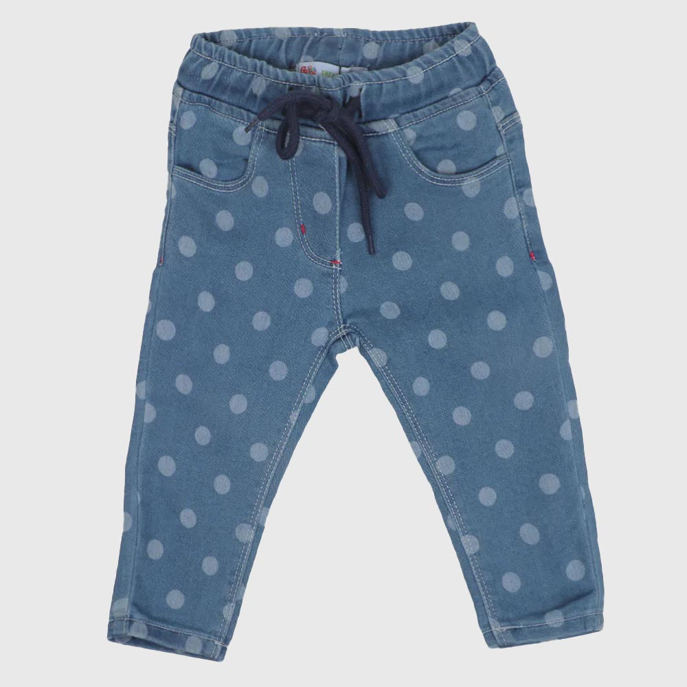 Infant Girls Pant Denim DC Print Dot - LIGHT BLUE