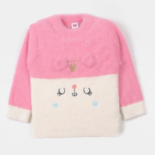 Infant Girls Sweater Meow - Pink/White