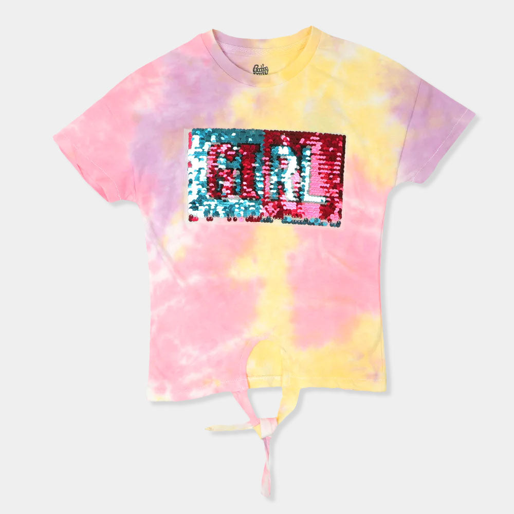 Girls T-Shirt Applique Girl - Tie & Dye