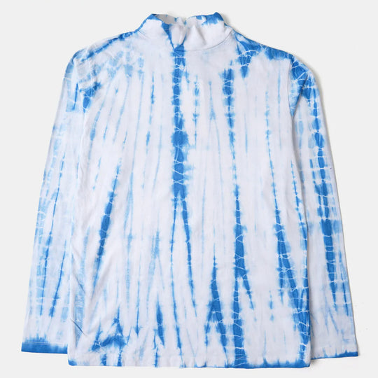 Teens Girls T-Shirt F/S Tie Dye - White/Blue