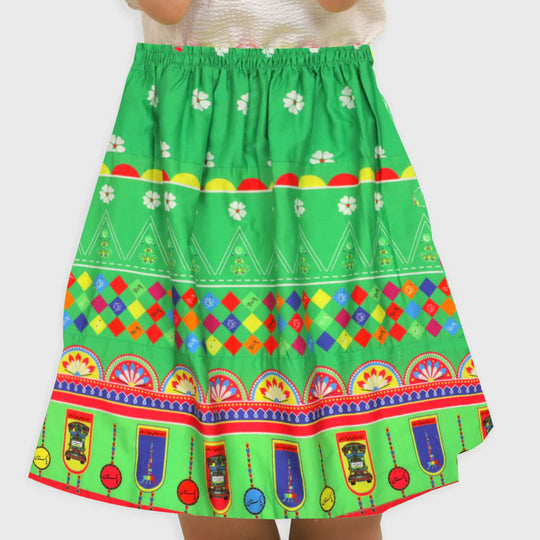 Girls Independence Long Skirt Dil Dil Pakistan - Green