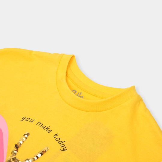 Girls T-Shirt Make Today Special Girls - Yellow