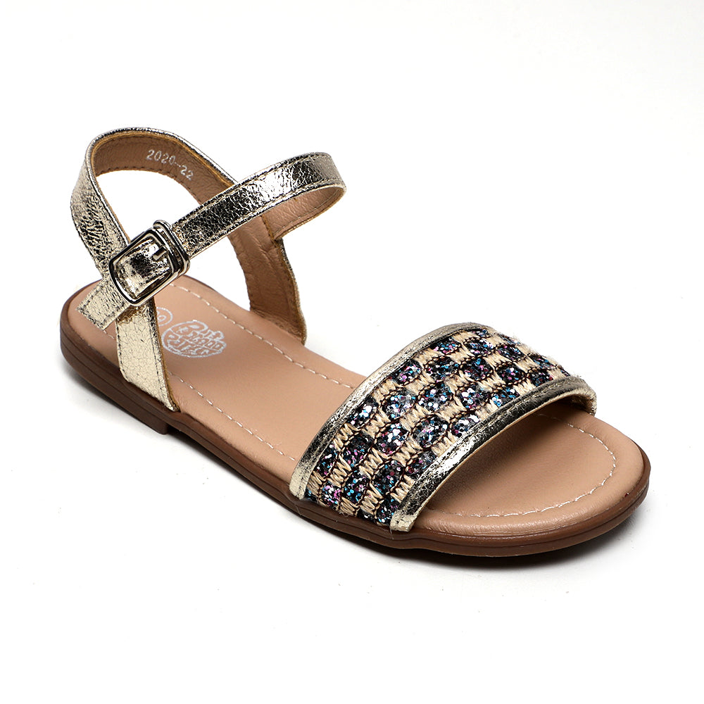 Fancy Shiny Sandal For Girls - Gold
