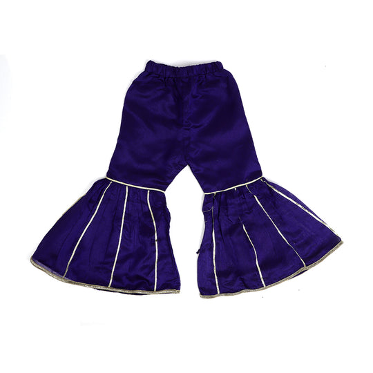 Fancy Eastern Gotta 3 PCs Suit For Girls - Plum (GS-003)