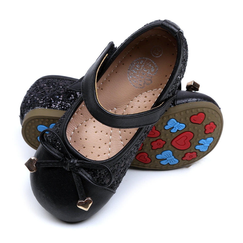 Fancy Glitter Pumps For Girls - Black