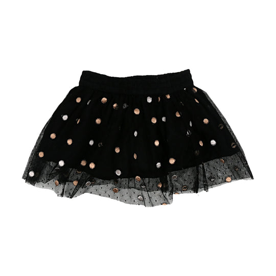 Infant Net Silver Dots Skirt For Girls - Black (GS-021)