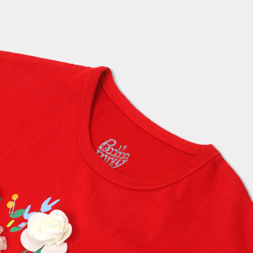Girls T-Shirt Feeling Happy Today -Red