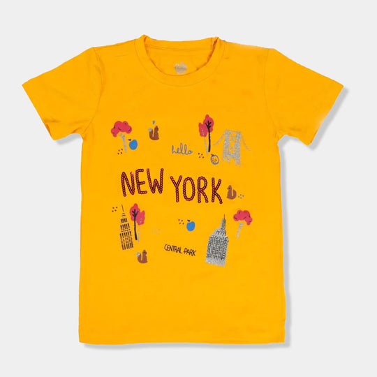 Infant Girls T-Shirt New York -Saffron