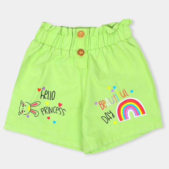 Girls Cotton Short Hello Princess -Green