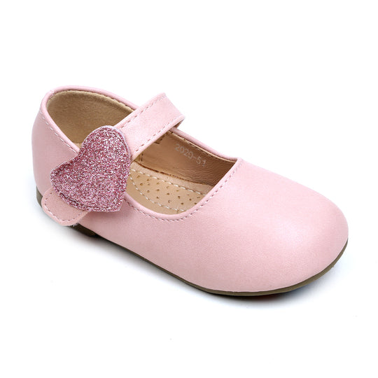 Fancy Glitter Heart Pumps For Girls - Pink