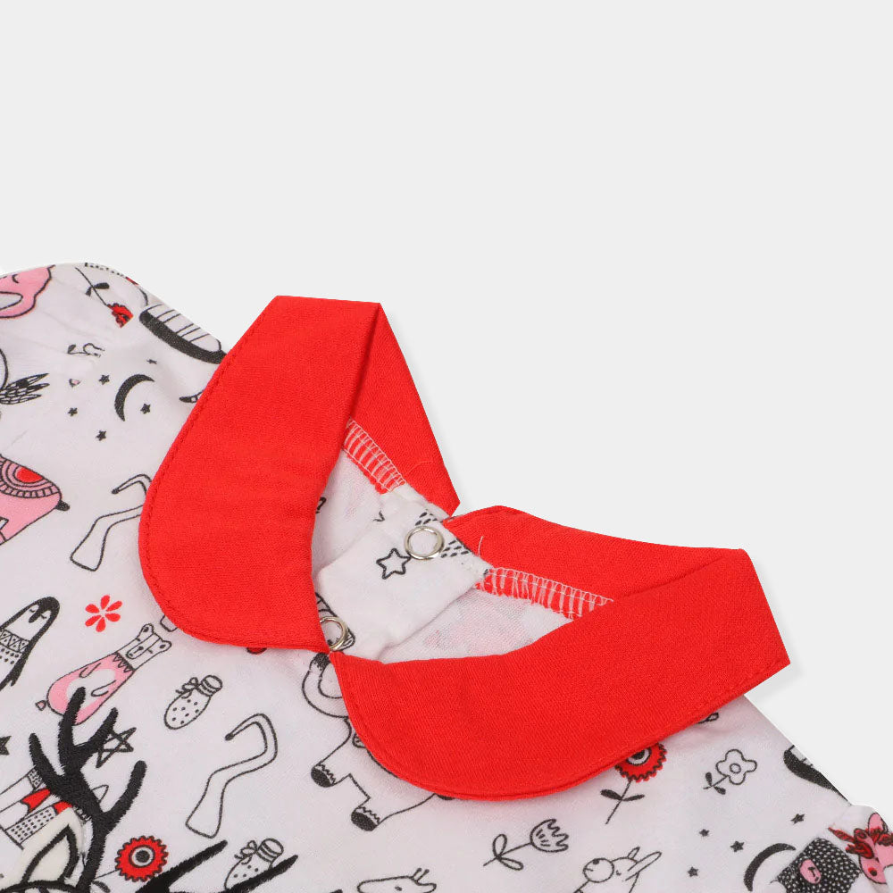 Infant Girls 2 Pcs Set Oh Deer - Red.White