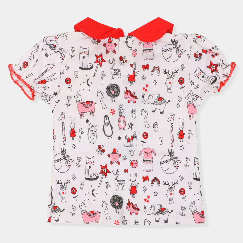 Infant Girls 2 Pcs Set Oh Deer - Red.White