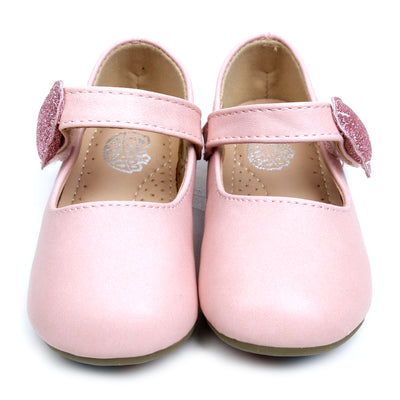 Fancy Glitter Heart Pumps For Girls - Pink