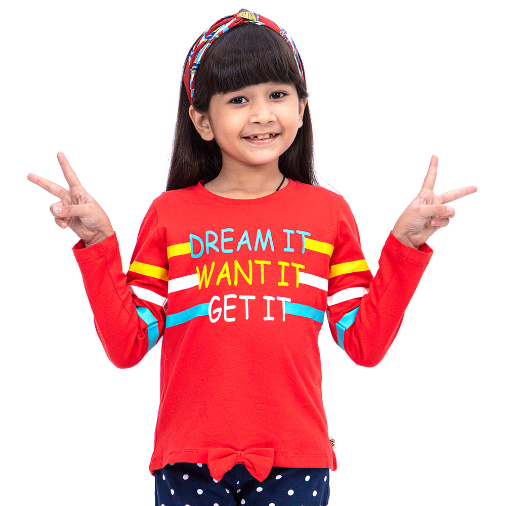 Dream It T-Shirt For Girls - Red