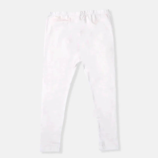 Girls Plain Basic Tights - White