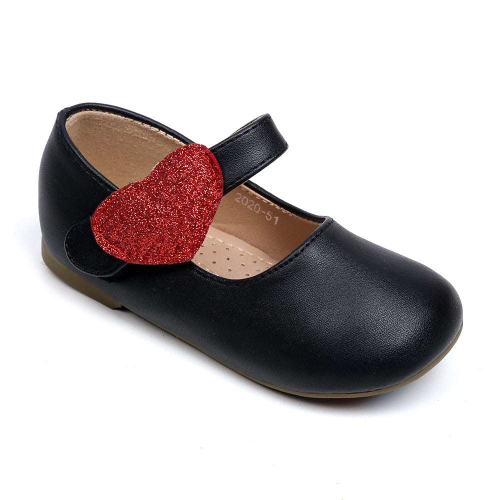 Fancy Glitter Heart Pump  For Girls - Black