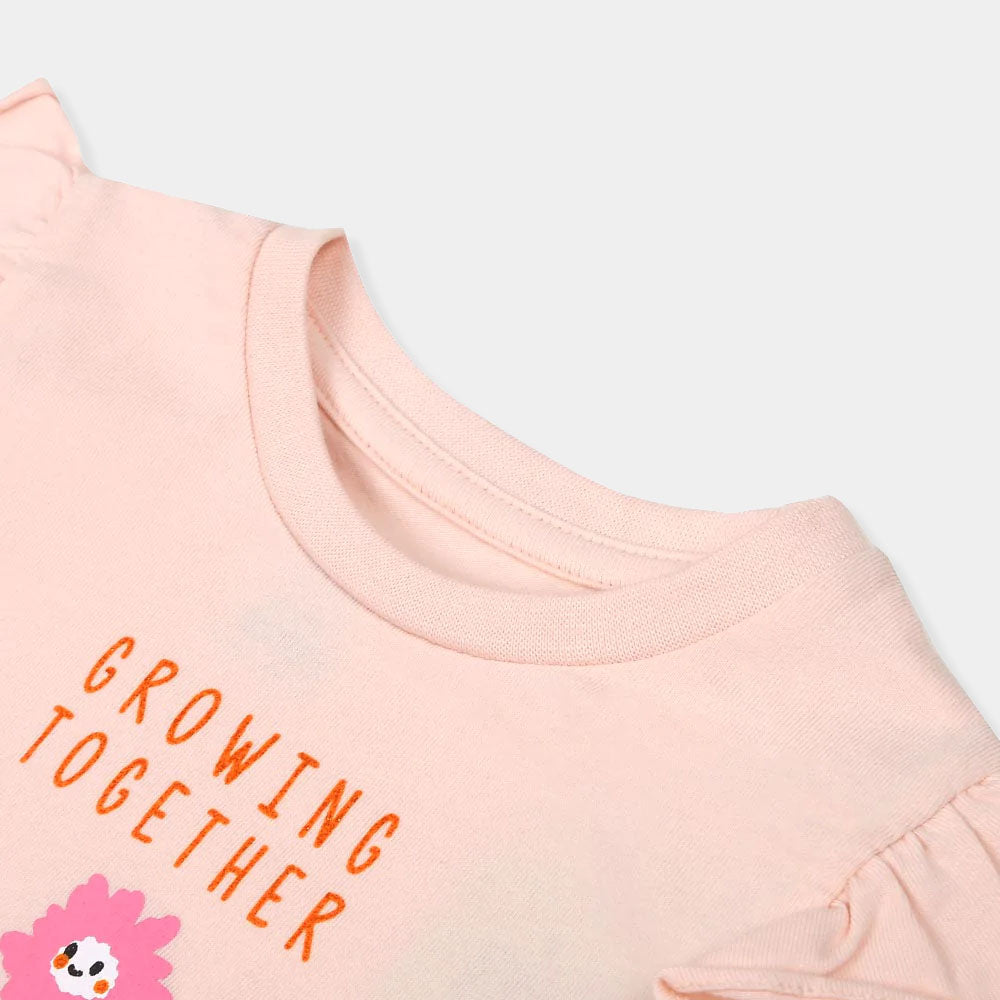 Infant Girls T-Shirt Growing Together - Light Pink