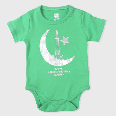 Infant Boys Basic Romper Moon Star - Fern Green