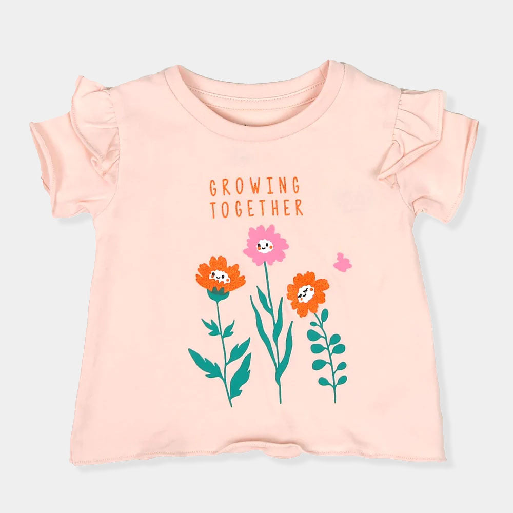 Infant Girls T-Shirt Growing Together - Light Pink