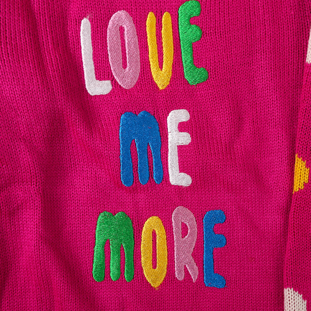 Love Me More Sweater For Girls - Pink