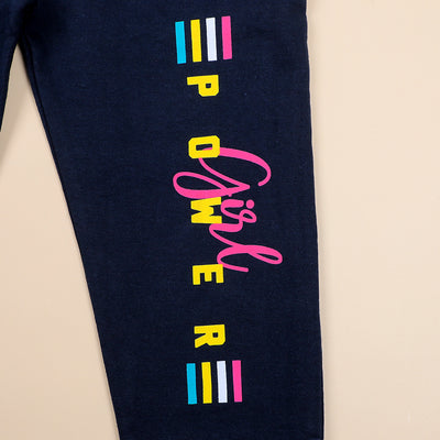 Girls Power Terry Pajama For Girls - Navy
