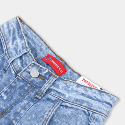 Girls Pant Denim Be The Pollution EMB - Mid Blue