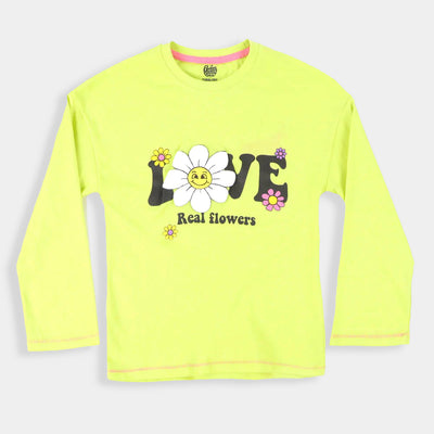 Girls T-Shirt Flower Love - Sunny Lime