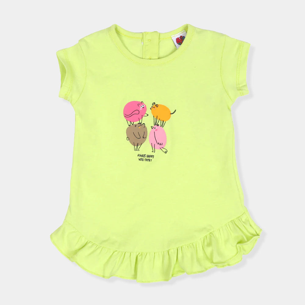 Infant Girls T-Shirt Always Happy-Sunny Lime