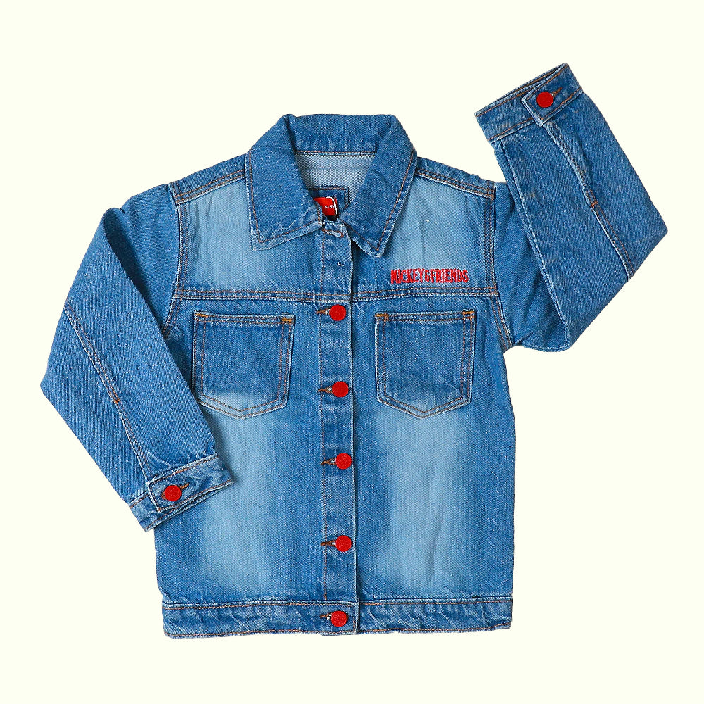 Friends Denim Jacket For Girls - Ice Blue