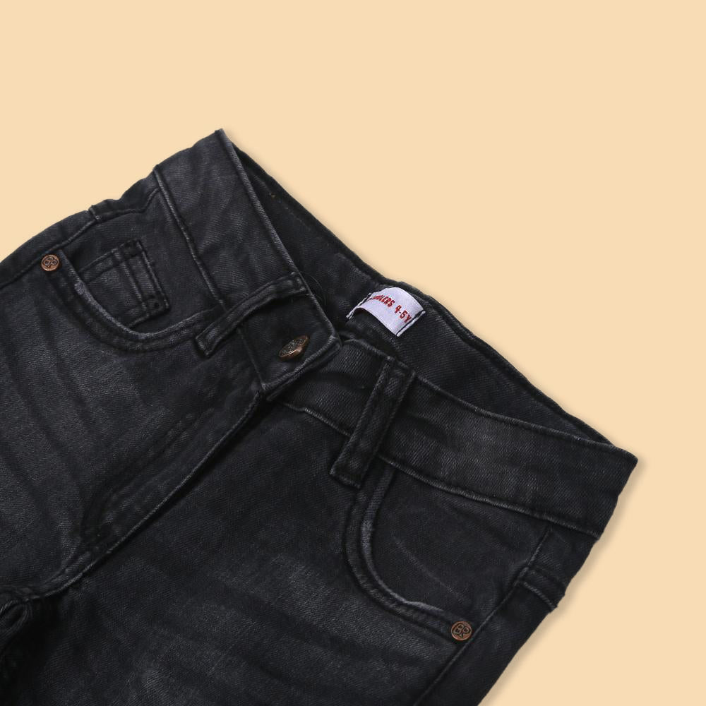 Basic Denim Pant For Girls - Black