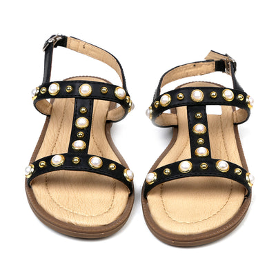 Fancy Pearl Sandals For Girls - Black (RF-3)
