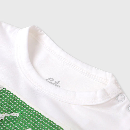 Infant T-shirt Pakistan Flag Applique - White