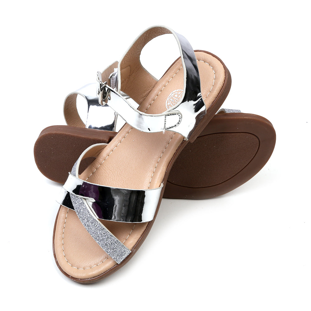 Fancy Shiny Sandal For Girls - Silver