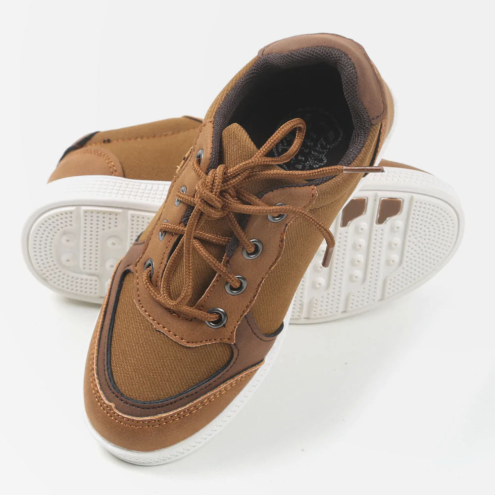 Casual Lace Up Sneakers For Boys - Camel