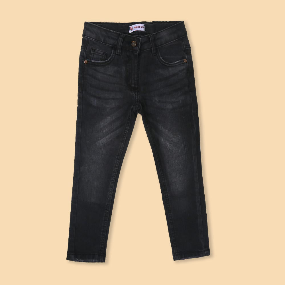 Basic Denim Pant For Girls - Black