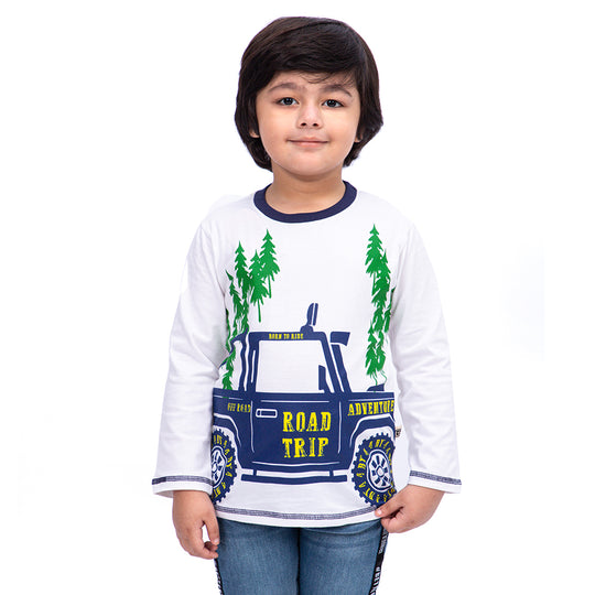 Road Trip T-Shirt For Boys - White