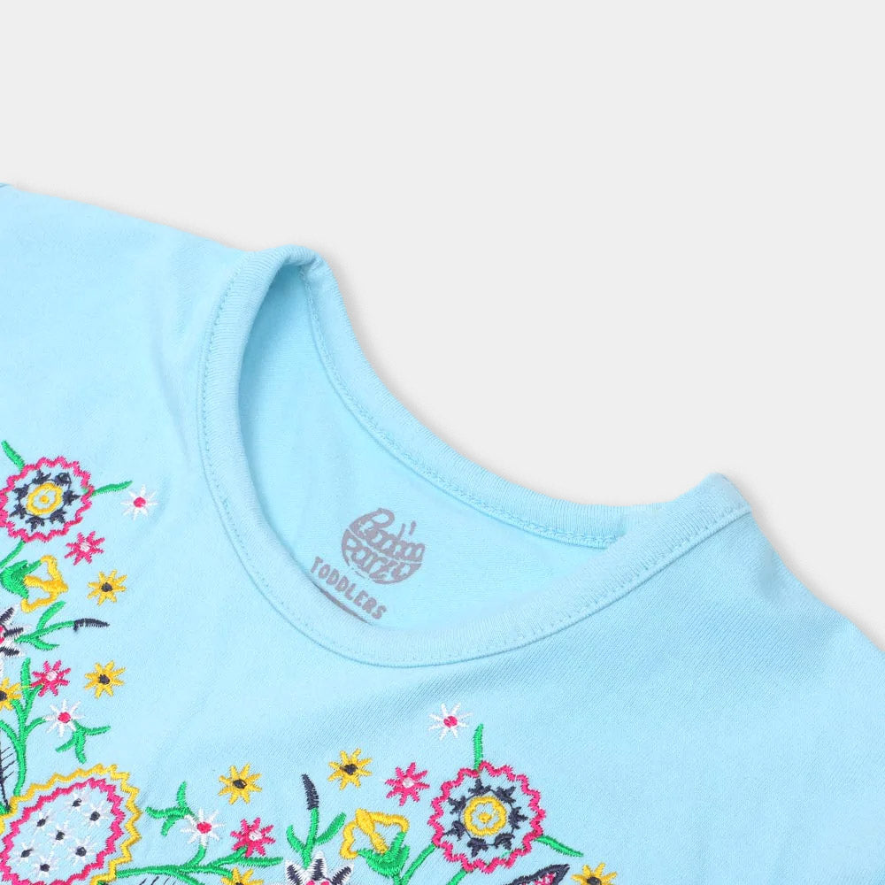 Girls Casual Top Embroidered - Blue