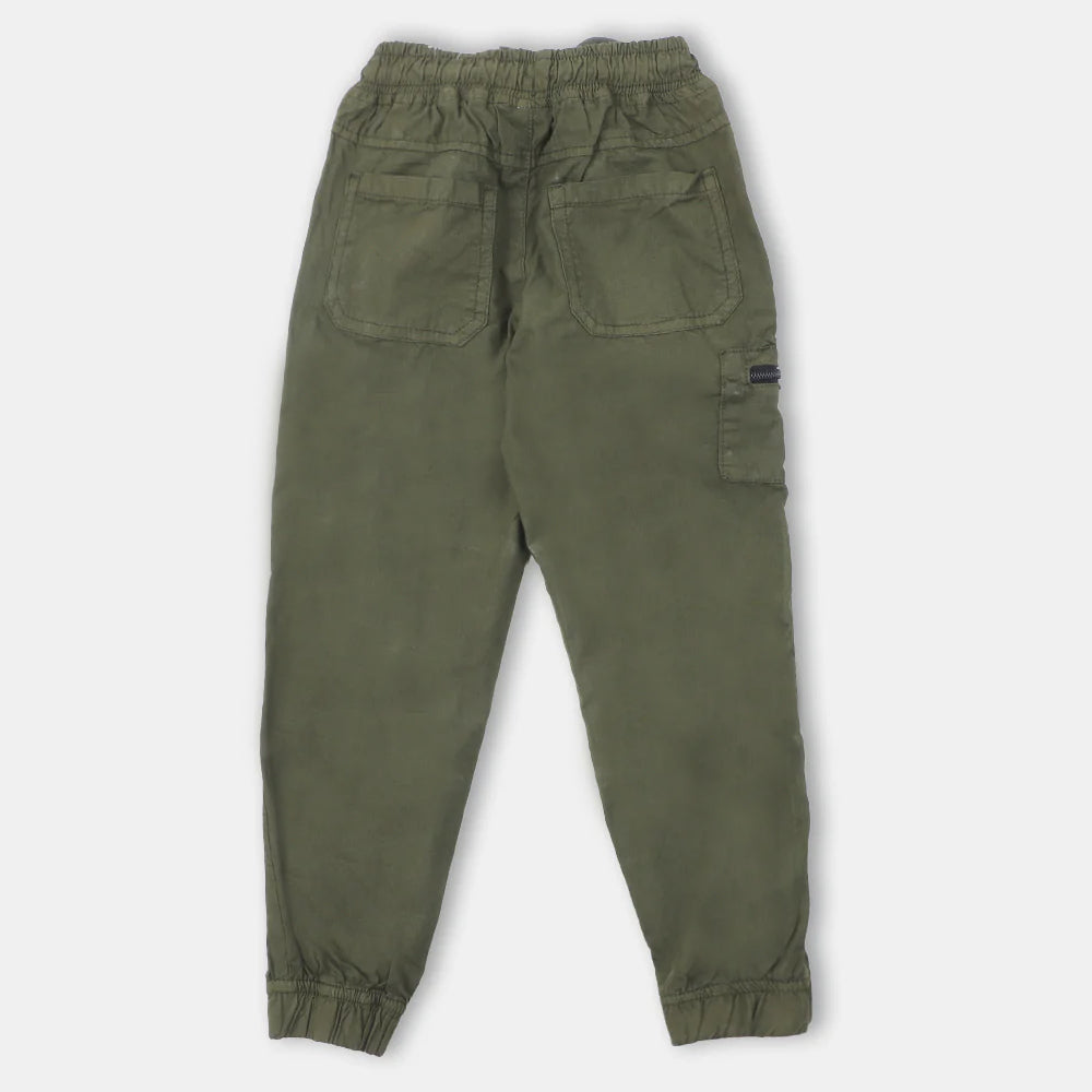 Boys Pant Cotton Pockets - Olive Green
