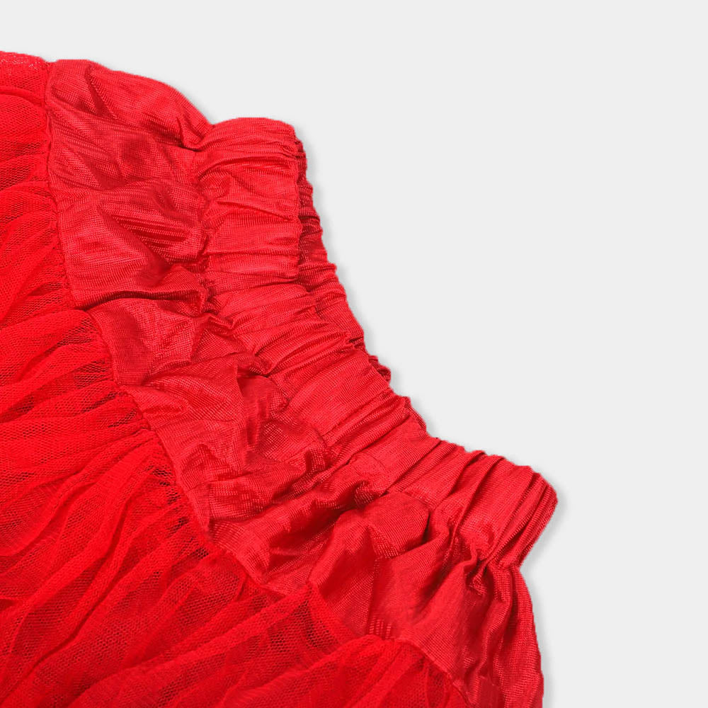 Girls Skirt Net Frill E-C  - Red