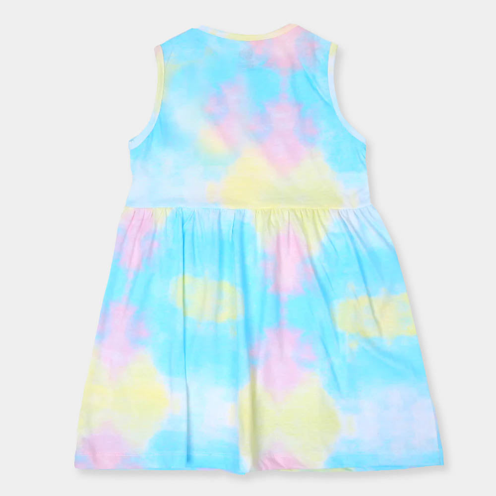 Girls Frock Printed Multi -Printed