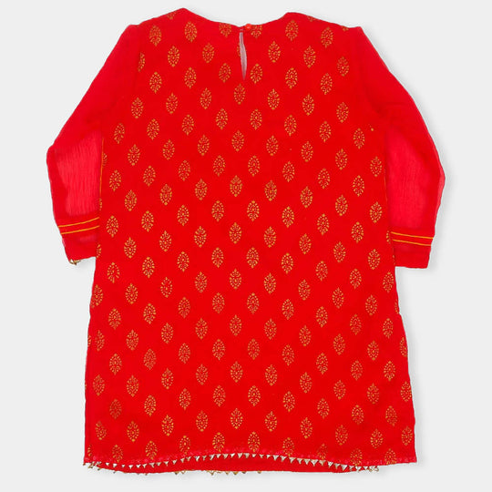 Girls 3Pcs Fancy Peacock - Red