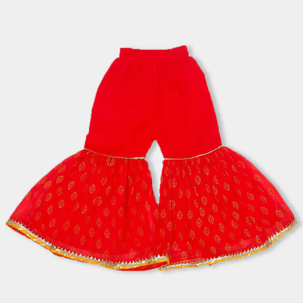 Girls 3Pcs Fancy Peacock - Red