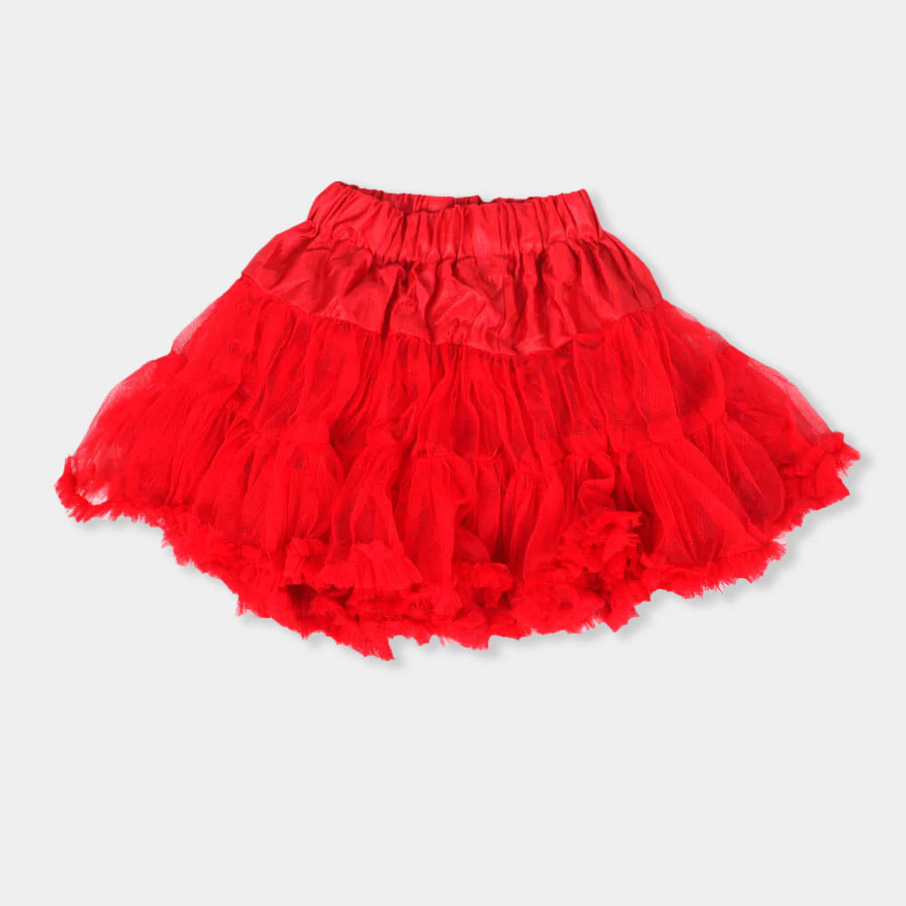 Girls Skirt Net Frill E-C  - Red