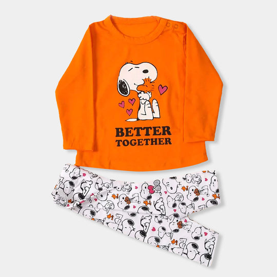 Better Together Night Suit For Girls - Orange