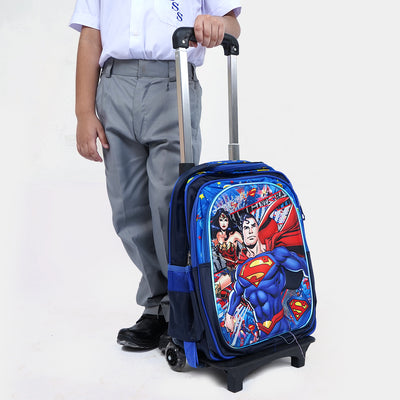 Super Hero 3IN1 "School Bag Blue With Trolley, 33.5" For Kids