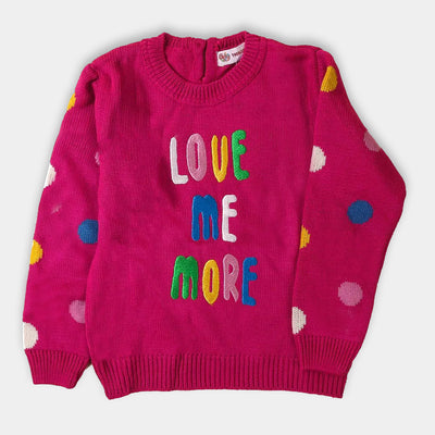 Love Me More Sweater For Girls - Pink