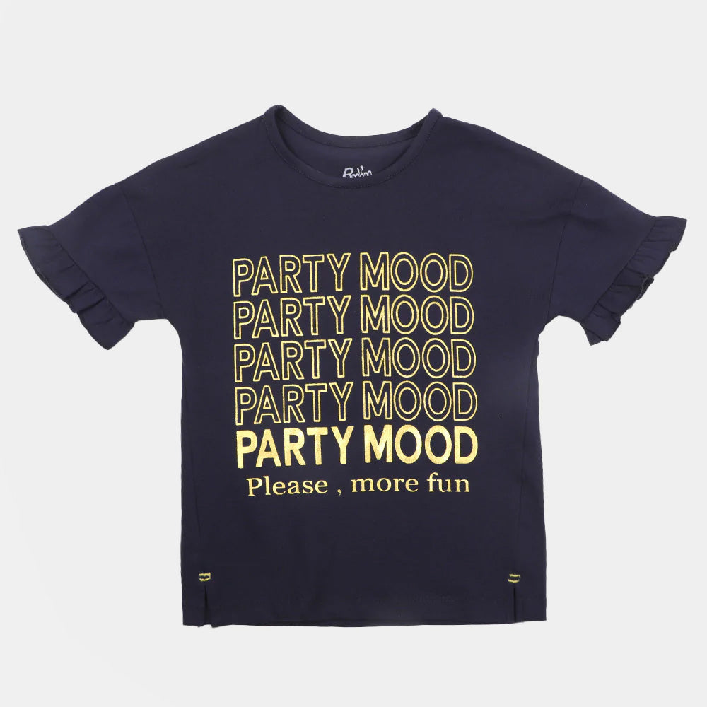 Girls T-Shirt Party Mood - Navy Blue