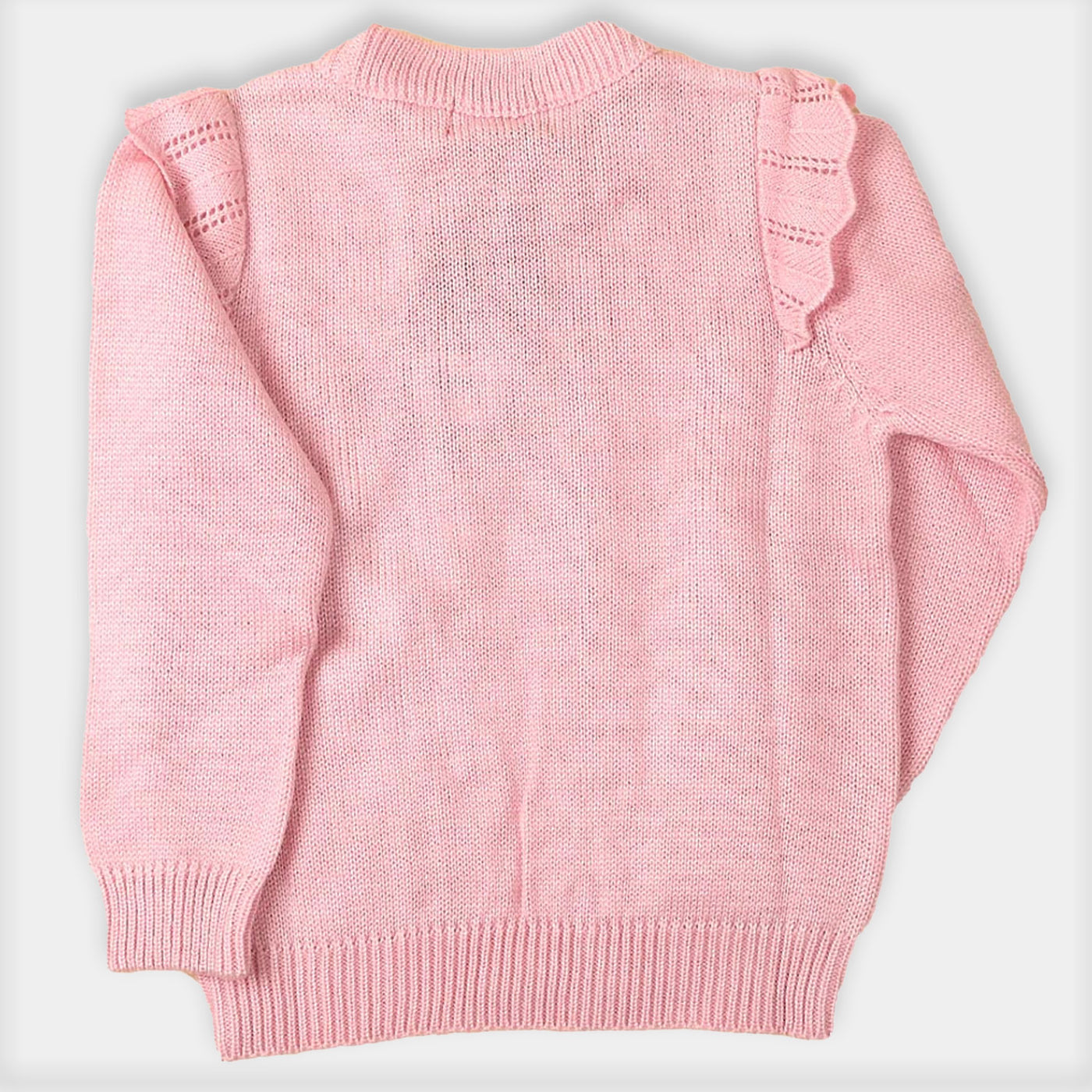 Side Frill Sweater For Girls - Pink